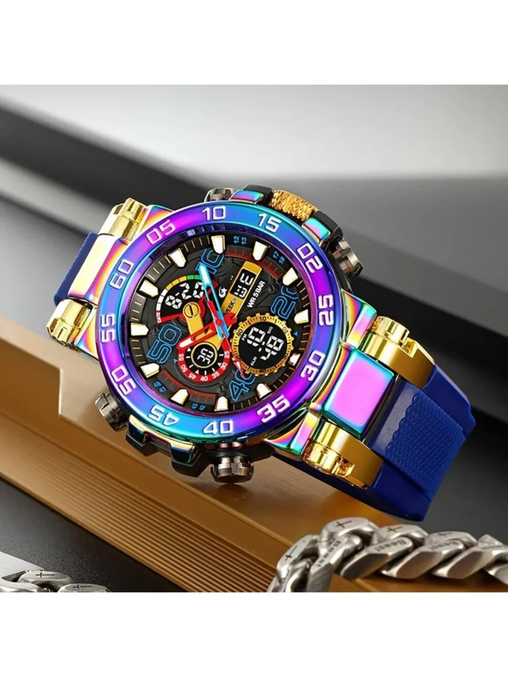 Men's Multi Color Analog Waterproof Sports Outdoor Military LED Digital Watch